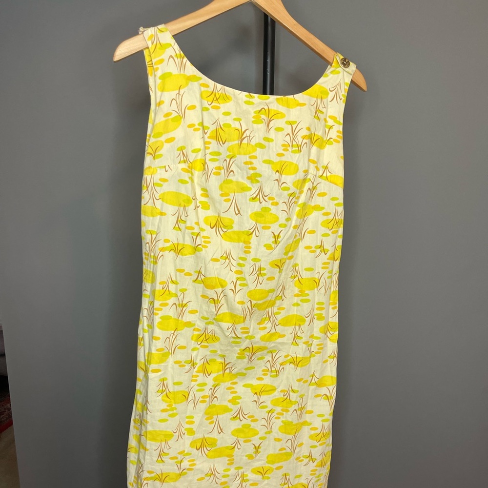 1960s mod yellow print dress